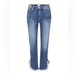 PAIGE Blue Ankle Cropped Jeans with Frayed Hem